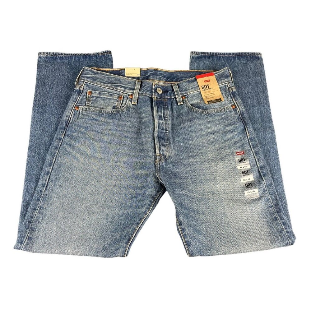 Levi's 501 Original Button Fly Medium Wash Denim Jeans Men's Sizes 32x30 - 34x34 - Picture 2 of 5